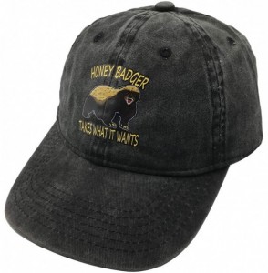 Baseball Caps Men's & Women's Baseball Cap Vintage Washed Adjustable Funny Dad Hat - Honey Badger Takes What It Wants - Black...