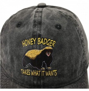 Baseball Caps Men's & Women's Baseball Cap Vintage Washed Adjustable Funny Dad Hat - Honey Badger Takes What It Wants - Black...