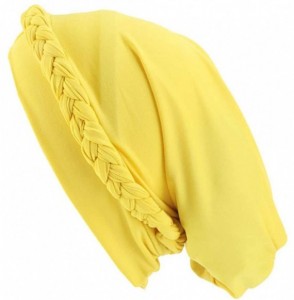 Skullies & Beanies Chemo Cancer Turbans Cap Twisted Braid Hair Cover Wrap Turban Headwear for Women - Single Braid a Yellow -...