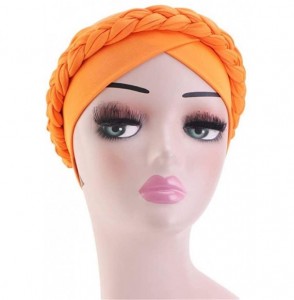 Skullies & Beanies Chemo Cancer Turbans Cap Twisted Braid Hair Cover Wrap Turban Headwear for Women - Single Braid a Yellow -...