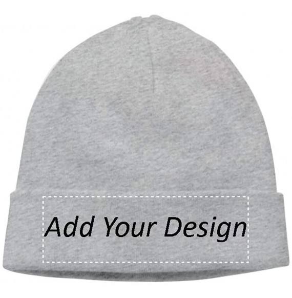 Skullies & Beanies Custom Hat Wool Cuffed Plain Beanie Warm Winter Knit Hats Skull Cap DIY Hat - Light Grey - CD18LXX93YE