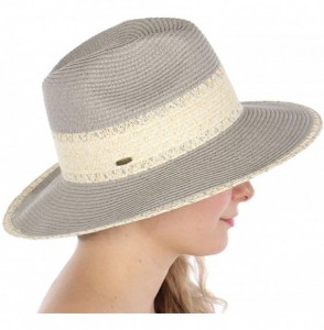 Sun Hats Beach Sun Hats for Women Large Sized Paper Straw Wide Brim Summer Panama Fedora - Sun Protection - CW18RG30ZHY