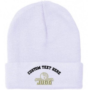 Skullies & Beanies Custom Beanie for Men & Women Judo Sports A Embroidery Acrylic Skull Cap Hat - White - CS18ZS3NT6Y