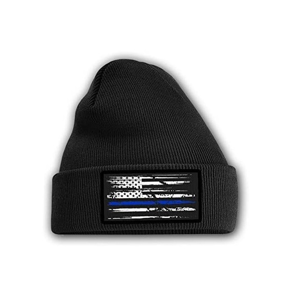 Skullies & Beanies USA American Flag Beanie - Blue Line - CK18Y6Y2LSE