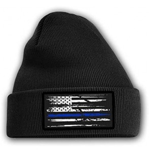 Skullies & Beanies USA American Flag Beanie - Blue Line - CK18Y6Y2LSE