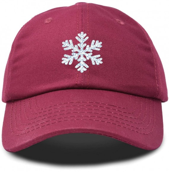 Baseball Caps ICY Snowflake Hat Womens Baseball Cap - Maroon - CY18ZQ3S6Y7