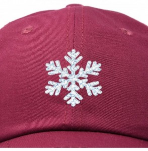 Baseball Caps ICY Snowflake Hat Womens Baseball Cap - Maroon - CY18ZQ3S6Y7