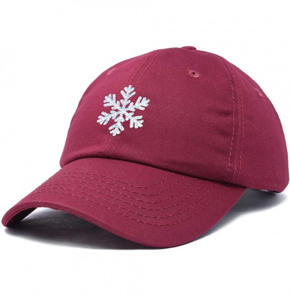 Baseball Caps ICY Snowflake Hat Womens Baseball Cap - Maroon - CY18ZQ3S6Y7