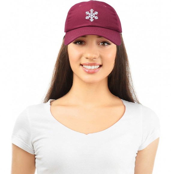 Baseball Caps ICY Snowflake Hat Womens Baseball Cap - Maroon - CY18ZQ3S6Y7