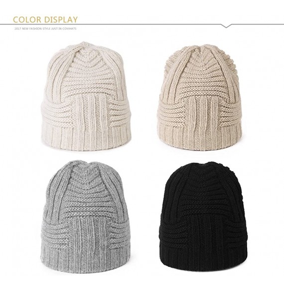 Skullies & Beanies Women's Winter Knitted Pom Beanie Ski Hat/Visor Beanie Newsboy Cap Wool/Acrylic - 89222grey - CK193DYE9NC