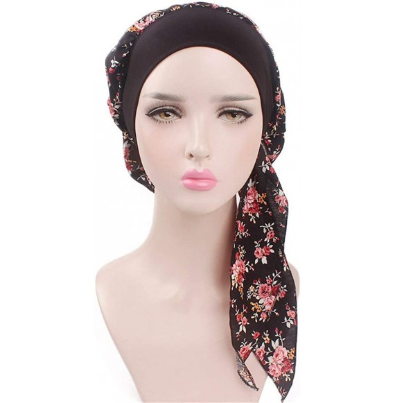 Skullies & Beanies Women Vintage Elastic Wide Band Chemo Head Scarf Turbans Night Sleep Hat Cap - 3 Color Pack B - C118I4TCKQH