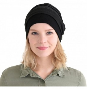 Skullies & Beanies Womens Linen Summer Beanie - Mens Hipster Slouch Cap Slouchy Lightweight Hat - Black - C6188A25298