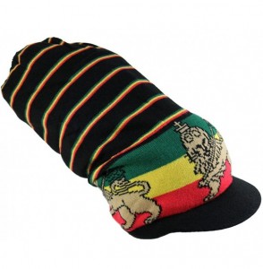 Skullies & Beanies Rasta Lion Dreadlocks Long Knit Beanie/Visor Cap - Black/Rasta - CS12EZS69W7