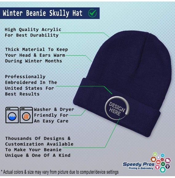 Skullies & Beanies Custom Beanie for Men & Women Boston Terrier Silly Face Embroidery Skull Cap Hat - Navy - CK18ZS26OQ7