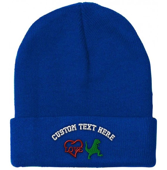 Skullies & Beanies Custom Beanie for Men & Women Love Dinosaur Embroidery Acrylic Skull Cap Hat - Royal Blue - CF18ZS466I8