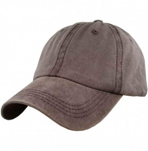 Baseball Caps Ponytail Baseball Hat Distressed Retro Washed Cotton Twill - Coffee - CG18K6D03LL