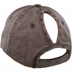 Baseball Caps Ponytail Baseball Hat Distressed Retro Washed Cotton Twill - Coffee - CG18K6D03LL