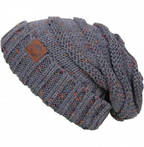 Skullies & Beanies Oversized Slouchy Knit FJ Beanie - Mel Grey (Confetti) - C212MN144M5