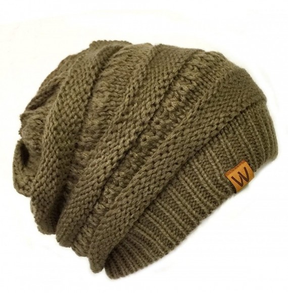 Skullies & Beanies Winter Warm Knitted Infinity Scarf and Beanie Hat - Brown Beaver - CK12FLPTFRT