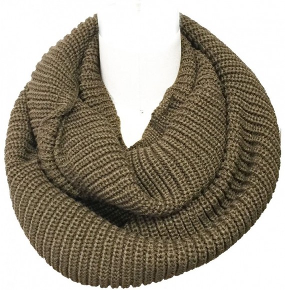 Skullies & Beanies Winter Warm Knitted Infinity Scarf and Beanie Hat - Brown Beaver - CK12FLPTFRT