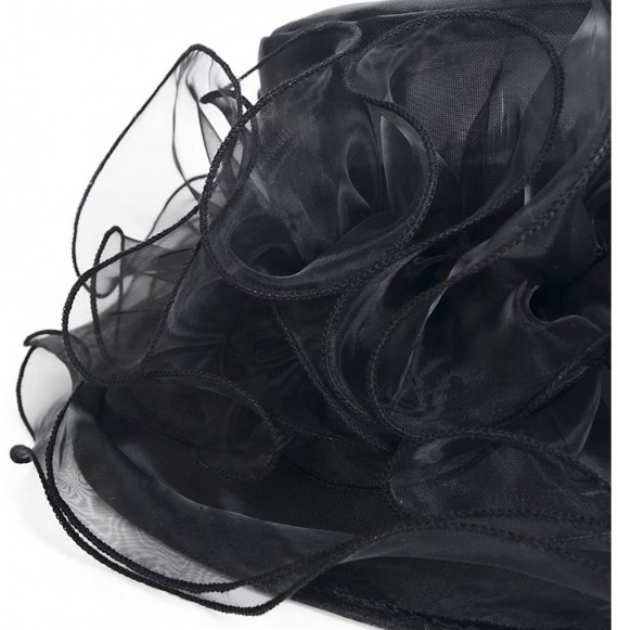 Sun Hats Women's Church Derby Dresses Hats for Kentucky Tea Party Weddings-Ladies Wide Brim Cap-S019 - Black - CQ18NAQHHWA