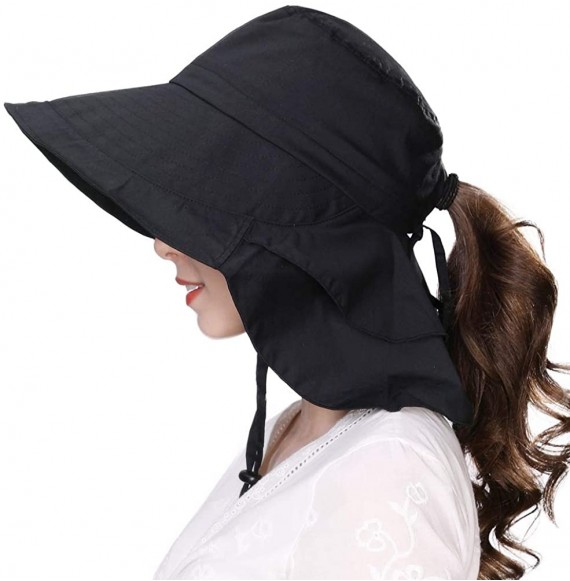 Sun Hats Summer Ladies UPF 50 Sun Hats for Women Anti-Fog Dustproof Sun Cap - 69085black - CW18RG5OY49