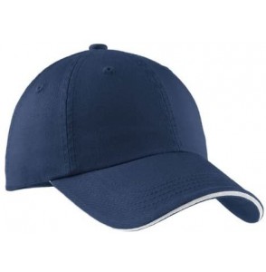 Baseball Caps Signature Sandwich Bill Cap with Striped Closure C830 - Ensign Blue/White - CD111YNQC9R