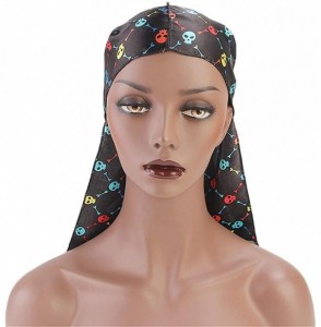 Skullies & Beanies Print Silky Durags Turban Silk Du Rag Waves Caps Headwear Do Doo Rag for Women Men - Tjm-05k-4 - CG197UYHNW4