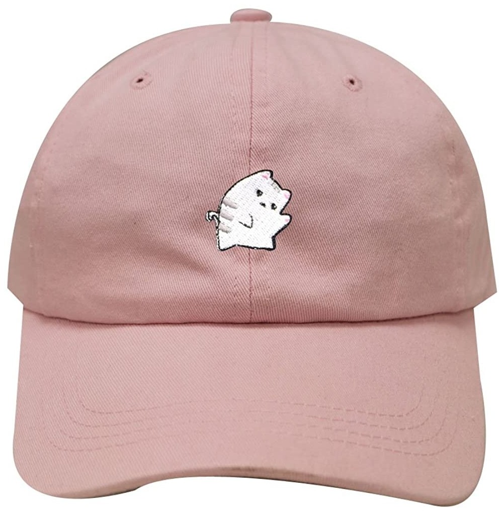 Baseball Caps Cute Cat Cotton Baseball Dad Cap - Pink - C81832ZUX0U