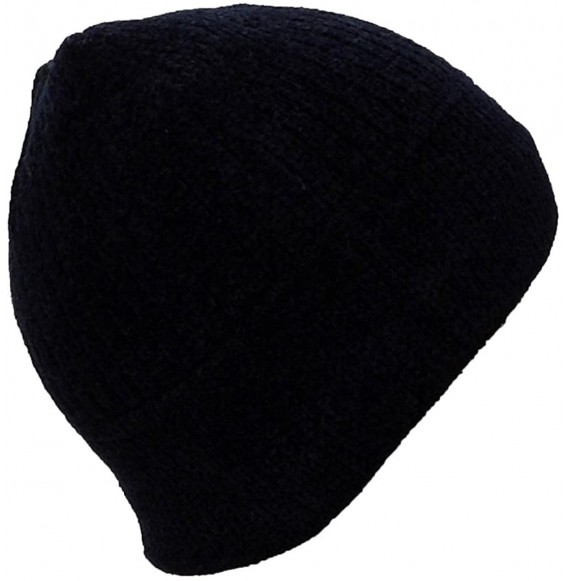 Skullies & Beanies Women Chenille Solid Skull Cap W/Fleece Lining(Small) - Black - CH11Q5DBR5F