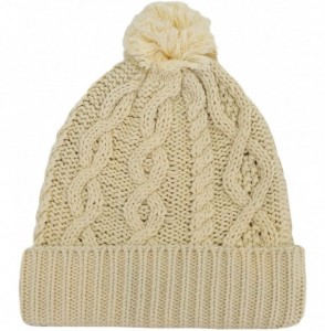 Skullies & Beanies Aran Knitted Bobble Hat Cream Color - CN11ADIGDO7