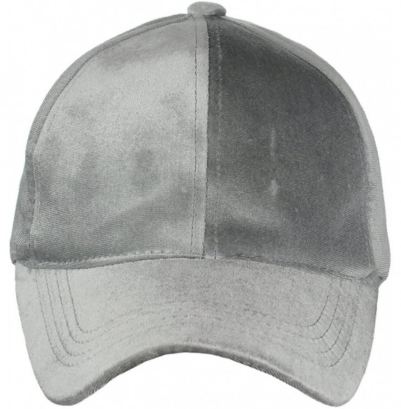 Baseball Caps Unisex Soft Velvet Crushable Blank Adjustable Baseball Cap Hat - Light Gray - C3187DR2M2G