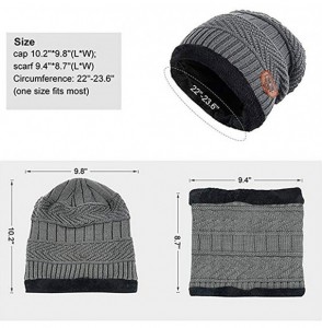 Skullies & Beanies Men's Warm Beanie Winter Thicken Hat and Scarf Two-Piece Knitted Windproof Cap Set - A-gray - CH193CCKY9D