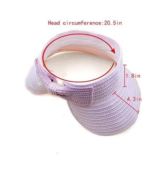 Sun Hats Women & Girls Foldable Roll Up Wide Brim Visor Hat Sports Beach Straw Hat Stripe Sun Cap - Girl Pink - CG18EHTRW0K