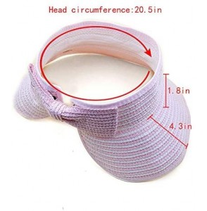 Sun Hats Women & Girls Foldable Roll Up Wide Brim Visor Hat Sports Beach Straw Hat Stripe Sun Cap - Girl Pink - CG18EHTRW0K