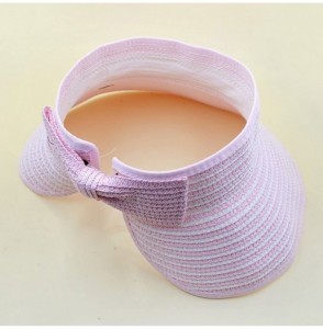 Sun Hats Women & Girls Foldable Roll Up Wide Brim Visor Hat Sports Beach Straw Hat Stripe Sun Cap - Girl Pink - CG18EHTRW0K