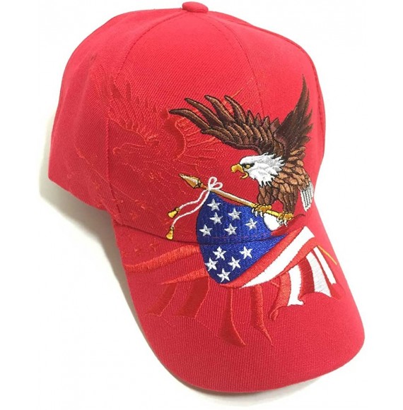 Baseball Caps Patriotic American Flag Design Baseball Cap USA 3D Embroidery - Red - CQ120BP8HOB