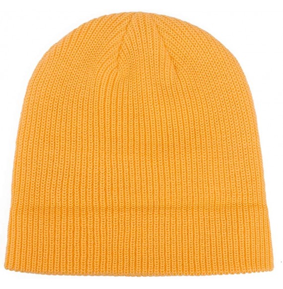 Skullies & Beanies Slouchy Beanie Hats Winter Knitted Caps Soft Warm Ski Hat Unisex - Orange Yellow - CF196D56U56