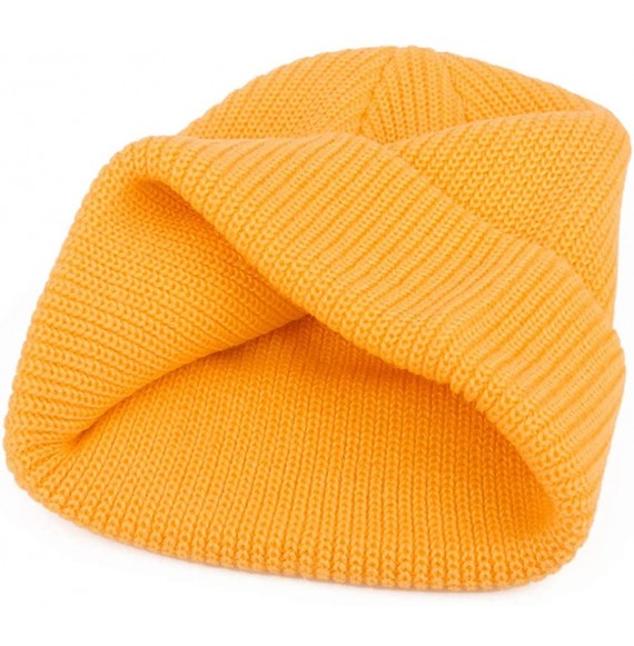 Skullies & Beanies Slouchy Beanie Hats Winter Knitted Caps Soft Warm Ski Hat Unisex - Orange Yellow - CF196D56U56