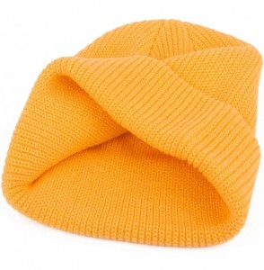 Skullies & Beanies Slouchy Beanie Hats Winter Knitted Caps Soft Warm Ski Hat Unisex - Orange Yellow - CF196D56U56