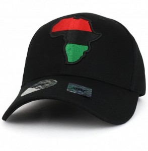 Baseball Caps Red Black Green Africa Map Embroidered Structured Baseball Cap - Black - CI18CC73EK8