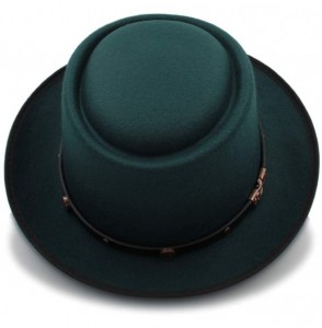 Bucket Hats Pork Pie Felt Hat Autumn and Winter Fedoras for Women Short Brim Elegant Casual Jazz Caps - Green - CN18IGH7IA2