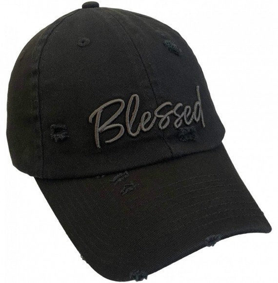 Baseball Caps Blessed Black Distressed Hat - CU18W7TSHLO