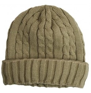 Skullies & Beanies Trendy Winter Warm Soft Beanie Cable Knitted Hat Cap For Women - Khaki - CP127H05YKD