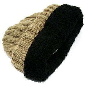 Skullies & Beanies Trendy Winter Warm Soft Beanie Cable Knitted Hat Cap For Women - Khaki - CP127H05YKD