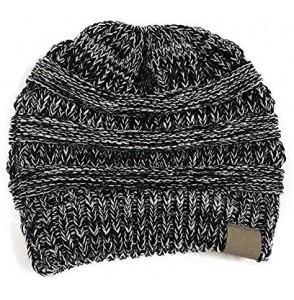 Skullies & Beanies Women Fashion Casual Crochet Knit Hats Skullies Beanie Hat Winter Warm Cap Skullies & Beanies - Black Whit...