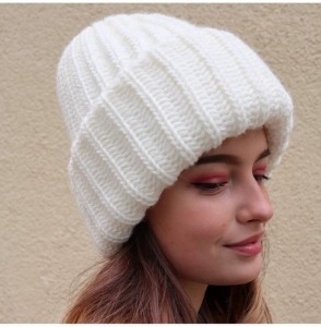 Skullies & Beanies Slouchy Beanie Oversized Warm Winter Dreadlock Hat for Women Knit Beanie for Men - Ivory - CG18YN9EK05