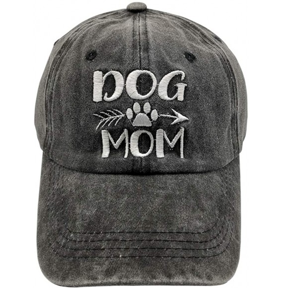 Baseball Caps Women's Embroideried Dog Mom Baseball Caps Adjustable Distressed Vintage Dad Hats - Black - C818T442DG7