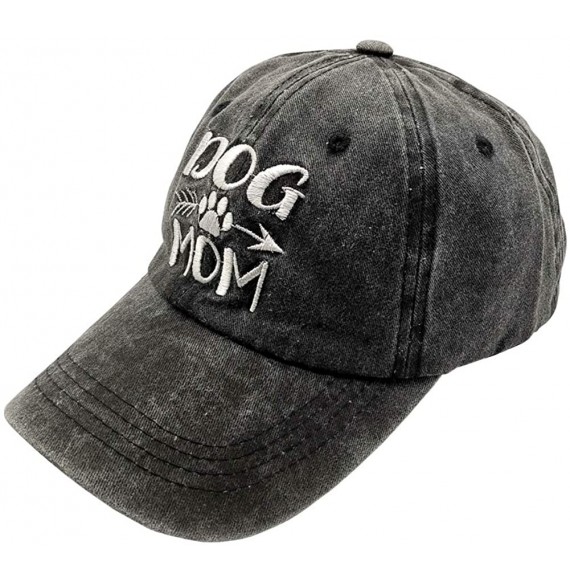 Baseball Caps Women's Embroideried Dog Mom Baseball Caps Adjustable Distressed Vintage Dad Hats - Black - C818T442DG7