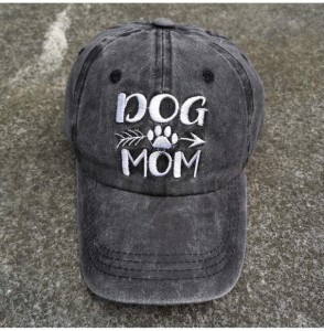 Baseball Caps Women's Embroideried Dog Mom Baseball Caps Adjustable Distressed Vintage Dad Hats - Black - C818T442DG7